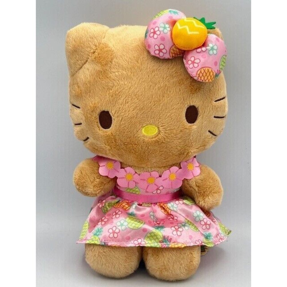 NEW-HAWAII Special Edition DOLE PLANTATION Hello Kitty Plush PINK LEI & Dress 8"